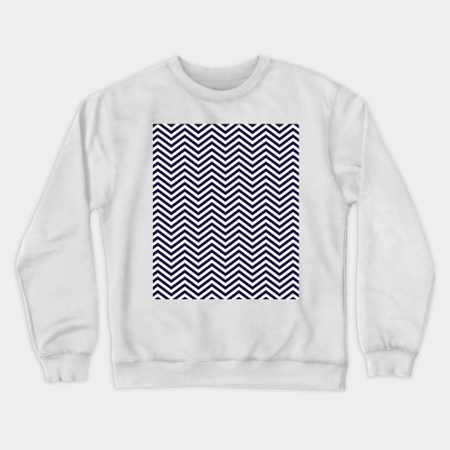 Simple Navy Blue and White Chevron Pattern Crewneck Sweatshirt by squeakyricardo